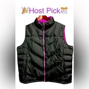 CABELA's Black/Purple 650 Fill Goose Down Puffer Vest Women’s 2XL EUC